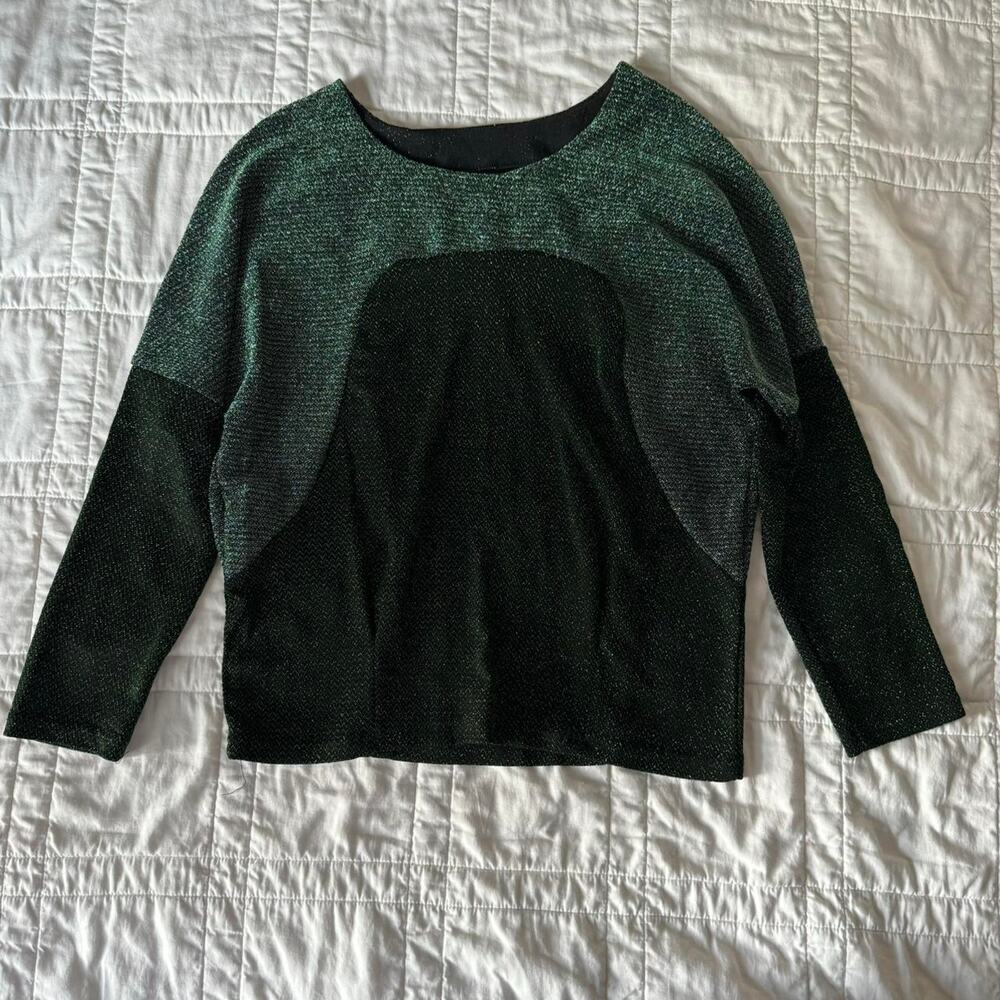 Metallic sweater silver black long sleeve top Christmas New Year's party‎ large